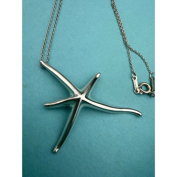 Tiffany & Co. Elsa Peretti Sterling Silver Starfish Pendant Necklace 17” - LARGE - Picture 7 of 16
